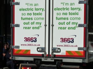 Illustrative photo of electric lorry, for article on EV charging in logistics' infrastructure.